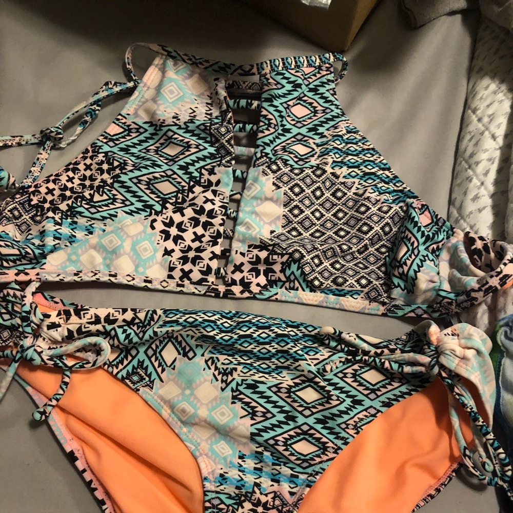 Halter top and tie bottom bathing suit